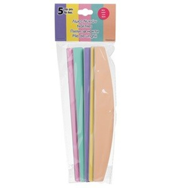 Ingrijire personala si Cosmetice - Manichiura si pedichiura - Pile cosmetice - Set Pile de Unghii Curbate, 5 buc, Culori Pastel - Infinity.ro