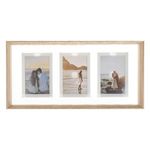 Casa si Gradina - Decoratiuni - Obiecte decorative - Accesorii decorative - Rama foto bej cu 3 locuri, 50x25 cm, plastic cu aspect de lemn si sticla - Infinity.ro