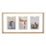 Casa si Gradina - Decoratiuni - Obiecte decorative - Accesorii decorative - Rama foto bej cu 3 locuri, 50x25 cm, plastic cu aspect de lemn si sticla - Infinity.ro