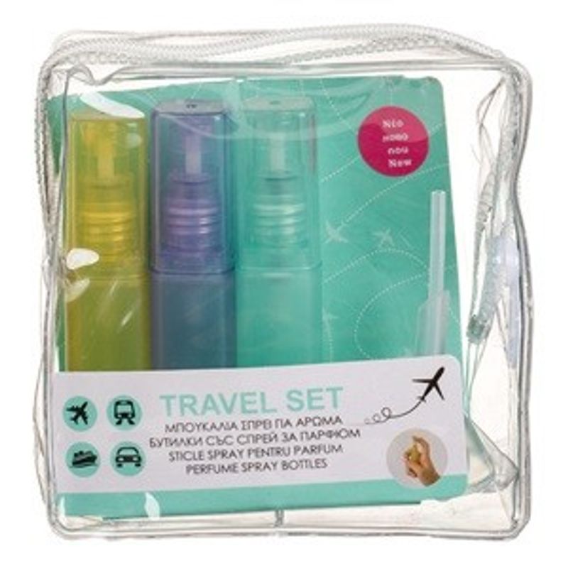 Casa si Gradina - Bucatarie si vesela - Cani si pahare - Sticle - Set 5 Sticle Spray de Voiaj 24ml cu Instrumente de Umplere, Multicolore - Infinity.ro