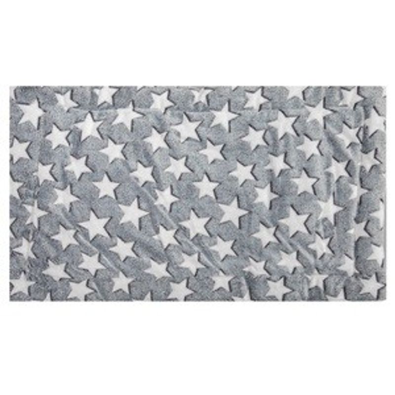 Petshop - Ingrijire si Igiena - Produse uz extern - Sampon si balsam animale - Covoras pufos pentru animale de companie, Gri cu stele albe, 80x50 cm - Infinity.ro