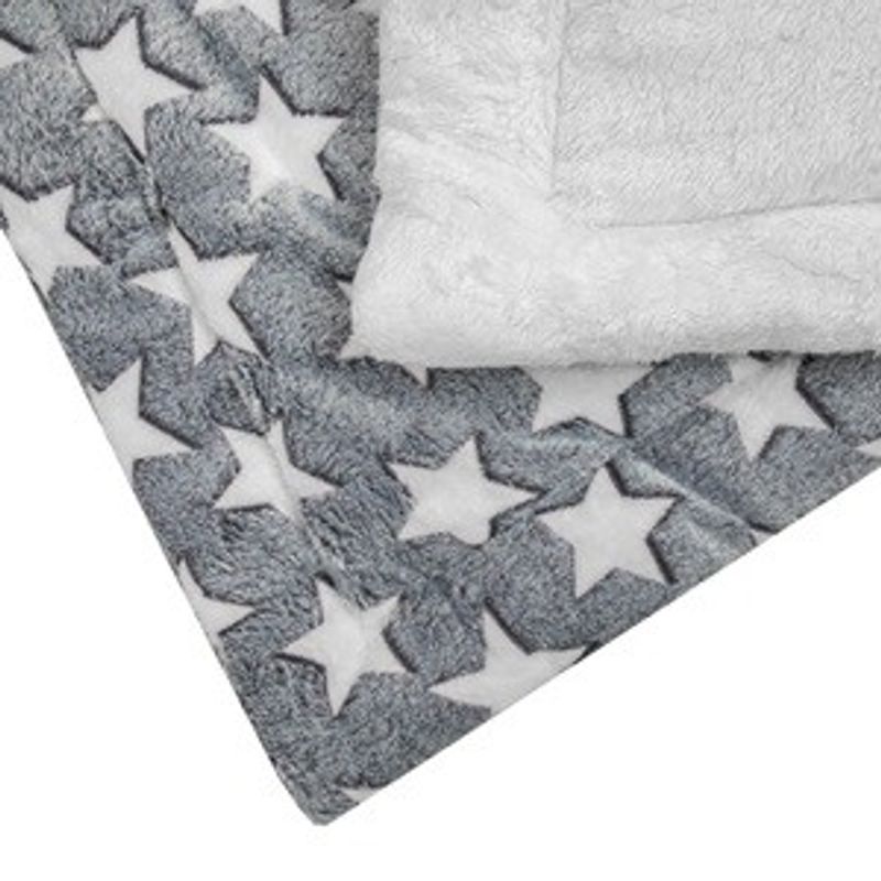 Petshop - Ingrijire si Igiena - Produse uz extern - Sampon si balsam animale - Covoras pufos pentru animale de companie, Gri cu stele albe, 80x50 cm - Infinity.ro