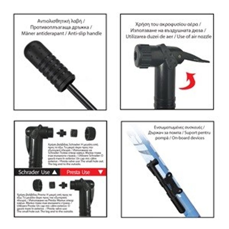 Sport si Outdoor - Ciclism - Accesorii pentru biciclete - Pompe biciclete - Pompa de mana pentru bicicleta, Mini, Neagra, cu 2 ace si suport de prindere - Infinity.ro