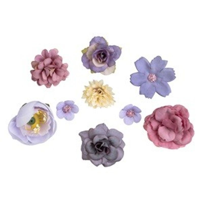 Casa si Gradina - Decoratiuni - Obiecte decorative - Plante artificiale - Set Flori Mov, 9 buc, Marimi Diferite, cu Autocolante - Infinity.ro