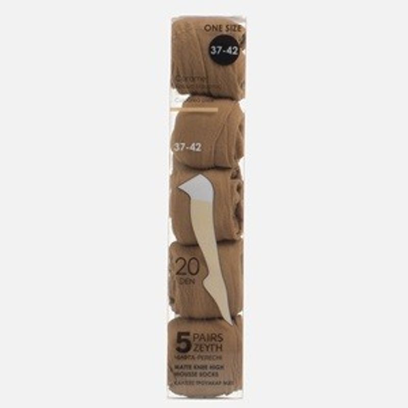 Fashion, accesorii si bijuterii - Femei - Lenjerie si pijamale femei - Sosete si ciorapi femei - Sosete 3/4, 20 Den, Culoare Caramel, 5 Perechi, One Size - Infinity.ro