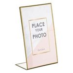 Casa si Gradina - Decoratiuni - Obiecte decorative - Accesorii decorative - Rama foto decorativa din sticla, transparenta cu margine aurie, 10x15 cm - Infinity.ro
