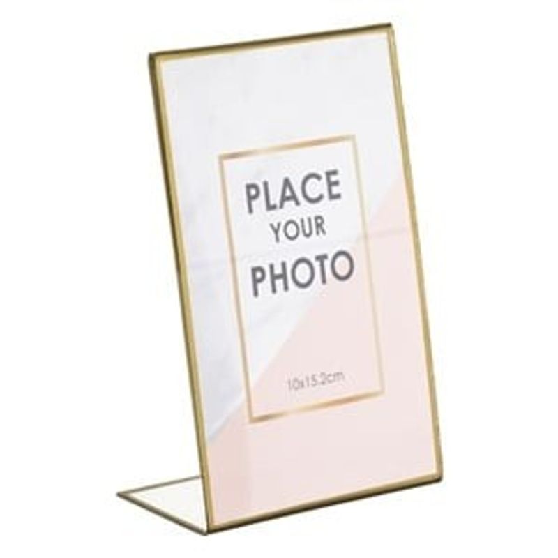 Casa si Gradina - Decoratiuni - Obiecte decorative - Accesorii decorative - Rama foto decorativa din sticla, transparenta cu margine aurie, 10x15 cm - Infinity.ro