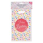 Casa si Gradina - Termice - Instalatii termice - Incalzire in pardosela - Set Pungi Cadou din Plastic, Alb cu Buline Roz, Mesaj Happy Birthday, 16x25cm, 4 buc - Infinity.ro