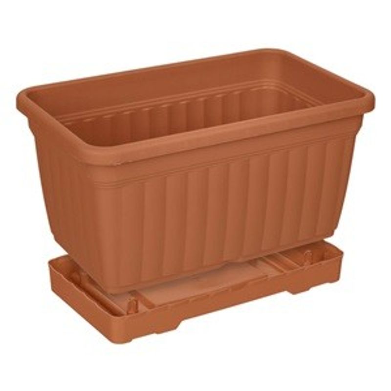 Casa si Gradina - Gradinarit si plante - Plante si ghivece - Accesorii ghivece si jardiniere - Jardiniera din plastic cu farfurie incorporata, Teracota, 30.5x18.5x17cm, 6L - Infinity.ro