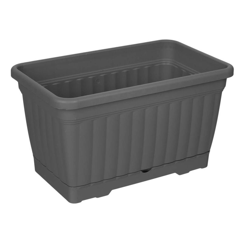 Casa si Gradina - Gradinarit si plante - Plante si ghivece - Accesorii ghivece si jardiniere - Jardiniera din Plastic cu Farfurie Incorporata, Antracit, 30.5x18.5x17cm, 6L - Infinity.ro