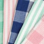 Casa si Gradina - Textile si covoare - Textile baie - Prosoape - Prosoape pentru pahare, Set 5 buc, 58x39cm, Caro, Alb/Roz/Verde Menta/Albastru - Infinity.ro