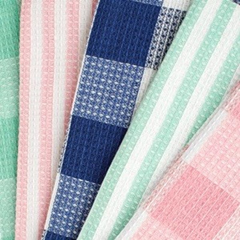 Casa si Gradina - Textile si covoare - Textile baie - Prosoape - Prosoape pentru pahare, Set 5 buc, 58x39cm, Caro, Alb/Roz/Verde Menta/Albastru - Infinity.ro