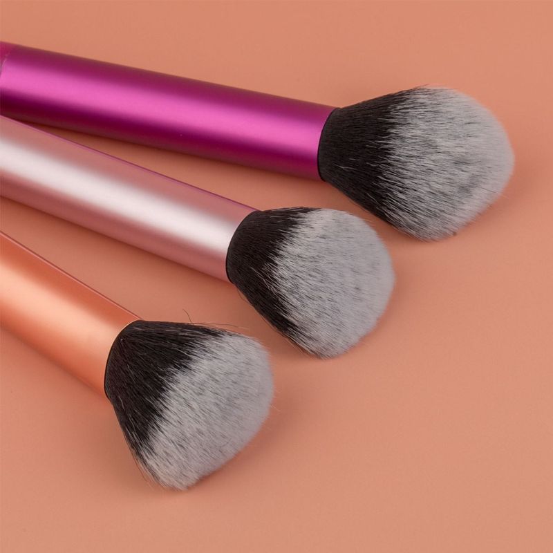 Ingrijire personala si Cosmetice - Machiaj - Aplicatoare si pensule machiaj - Set 3 Pensule de Machiaj cu Maner Metalic, 17 cm, Multicolor - Infinity.ro