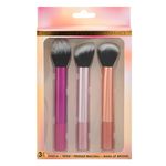 Ingrijire personala si Cosmetice - Machiaj - Aplicatoare si pensule machiaj - Set 3 Pensule de Machiaj cu Maner Metalic, 17 cm, Multicolor - Infinity.ro