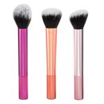 Ingrijire personala si Cosmetice - Machiaj - Aplicatoare si pensule machiaj - Set 3 Pensule de Machiaj cu Maner Metalic, 17 cm, Multicolor - Infinity.ro
