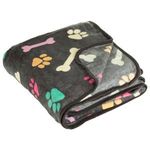 Petshop - Accesorii petshop - Culcusuri si custi - Usi animale - Patura pentru caini cu model labute colorate, 140x100cm, Gri - Infinity.ro