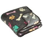 Petshop - Accesorii petshop - Culcusuri si custi - Usi animale - Patura pentru caini cu model labute colorate, 140x100cm, Gri - Infinity.ro