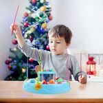 Jucarii, Copii si Bebe - Jucarii si jocuri - Jocuri si puzzle - Jocuri de societate - Joc de pescuit cu 2 lacuri, 26 de pesti si 5 undite, Lumini si muzica, Albastru - Infinity.ro