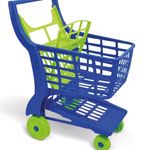 Casa si Gradina - Mobilier - Organizare si depozitare - Cutii depozitare - Carucior de supermarket pentru jucarii, Albastru cu roti verde lime, Plastic - Infinity.ro