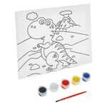 Jucarii, Copii si Bebe - Jucarii si jocuri - Jucarii & jocuri educative - Seturi pictura si desen - Set de Pictura pe Canvas cu Dinozaur, 5 Vopsele Acrilice si Pensula, 20x15 cm - Infinity.ro