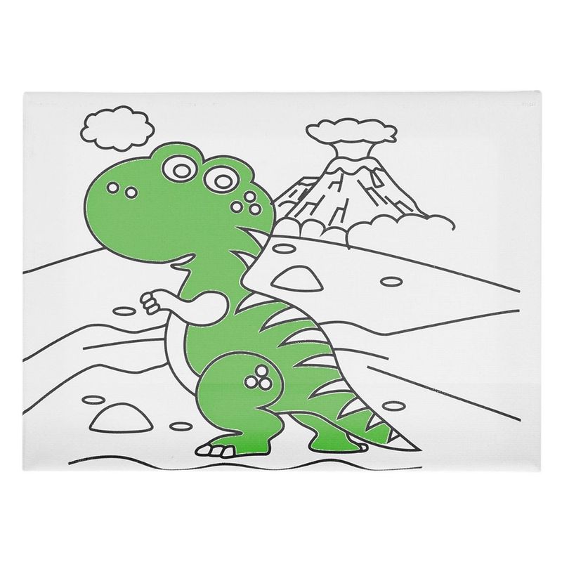 Jucarii, Copii si Bebe - Jucarii si jocuri - Jucarii & jocuri educative - Seturi pictura si desen - Set de Pictura pe Canvas cu Dinozaur, 5 Vopsele Acrilice si Pensula, 20x15 cm - Infinity.ro