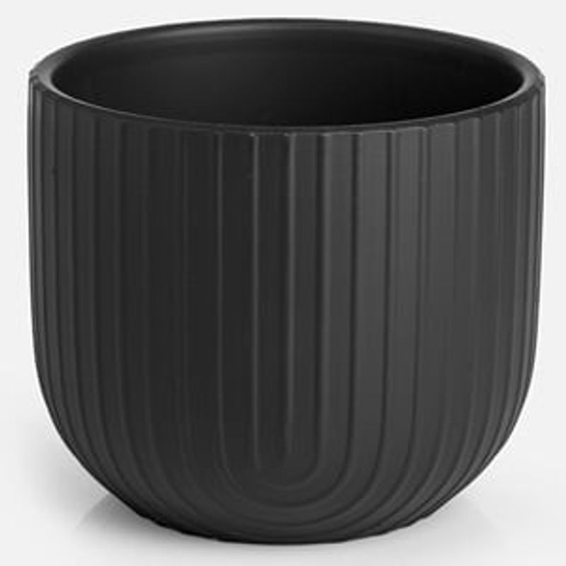 Casa si Gradina - Gradinarit si plante - Plante si ghivece - Ghivece si suporturi - Ghiveci decorativ ceramic, Negru, 20x17cm, 3.7L - Infinity.ro