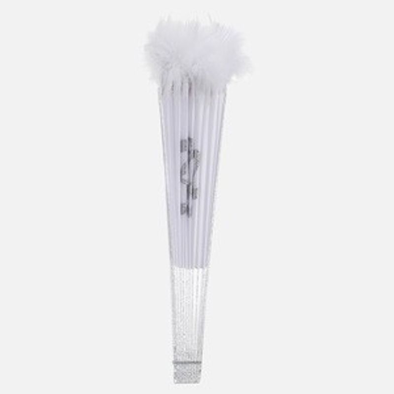 Casa si Gradina - Decoratiuni - Decoratiuni petrecere - Accesorii pentru petrecere - Evantai cu pene si mesaj Bride, 23 cm, Alb - Infinity.ro