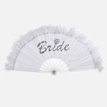 Casa si Gradina - Decoratiuni - Decoratiuni petrecere - Accesorii pentru petrecere - Evantai cu pene si mesaj Bride, 23 cm, Alb - Infinity.ro