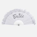 Casa si Gradina - Decoratiuni - Decoratiuni petrecere - Accesorii pentru petrecere - Evantai cu pene si mesaj Bride, 23 cm, Alb - Infinity.ro