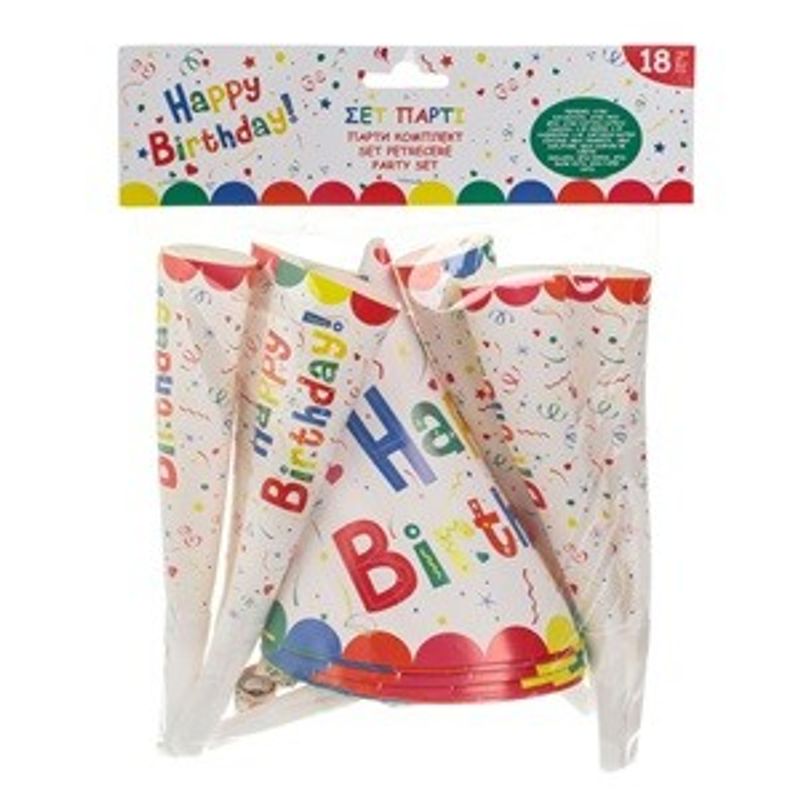 Casa si Gradina - Decoratiuni - Decoratiuni petrecere - Coifuri si suflatori - Set de Petrecere cu Suflatori, Coifuri si Fluiere, Model Baloane si Confetti, 18 buc, Multicolor - Infinity.ro