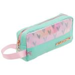 Carti si Birotica - Rechizite - Penare - Penar tip tub cu imprimeu cu inimi, Verde, 22x5x10cm - Infinity.ro