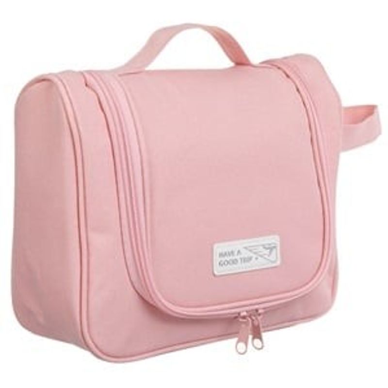 Ingrijire personala si Cosmetice - Machiaj - Portfarduri si genti cosmetice - Portfard de calatorie roz cu maner, 24x9x19cm - Infinity.ro