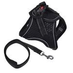 Petshop - Accesorii petshop - Zgarzi, lese si hamuri - Hamuri - Ham cu lesa negru pentru caini - Material textil reflectorizant - Infinity.ro