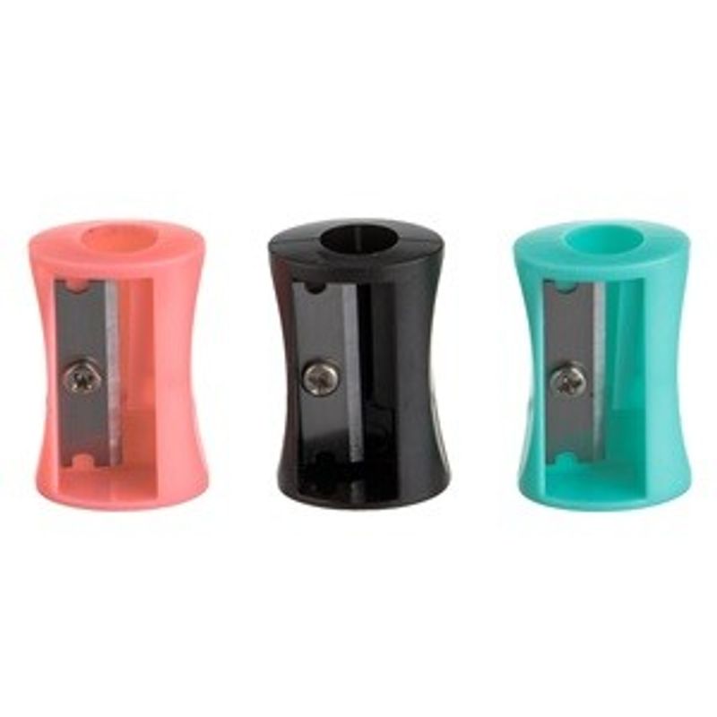 Carti si Birotica - Birotica - Instrumente de scris - Creioane - Set Ascutitori din Plastic, 3 buc, Somon, Verde si Negru, 2.5cm - Infinity.ro