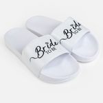 Fashion, accesorii si bijuterii - Femei - Incaltaminte femei - Slapi si papuci femei - Papuci Slider Albe cu Glitter - Tema Bride to Be - Infinity.ro