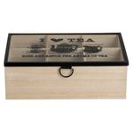 Casa si Gradina - Bucatarie si vesela - Vase pentru gatit - Accesorii ceai - Cutie din Lemn cu 6 Compartimente si Geam pentru Plicuri de Ceai, 24x16x8cm, Bej - Infinity.ro