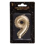 Casa si Gradina - Decoratiuni - Decoratiuni petrecere - Accesorii pentru petrecere - Lumanare aniversara aurie metalizata, cifra 9 - Infinity.ro