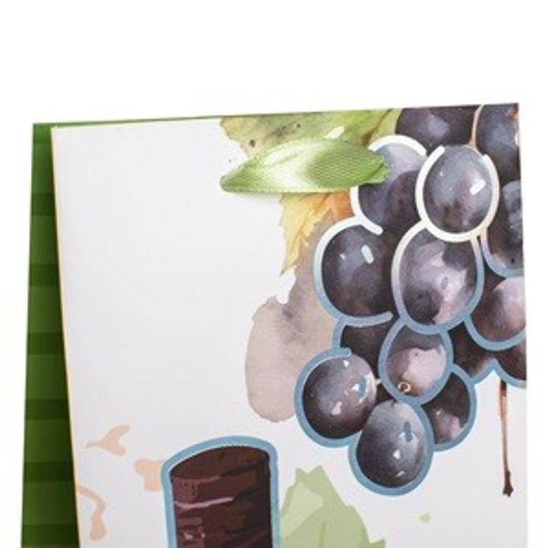Carti si Birotica - Birotica - Articole ambalare - Sacosa Cadou cu Model Struguri din Folie Argintie pentru Sticle de Vin, 12x9x36cm - Infinity.ro