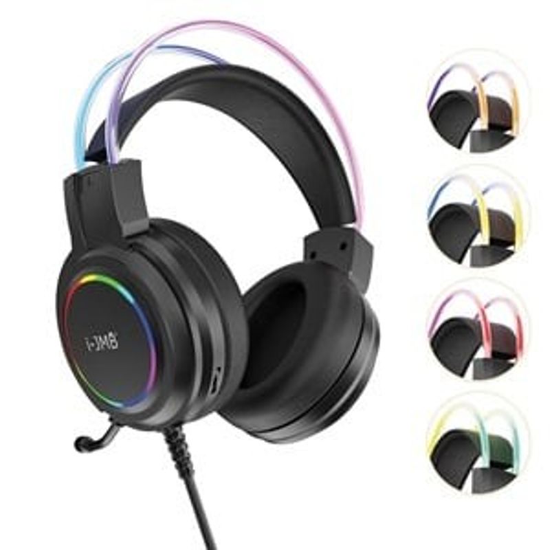 PC, gaming si accesorii - Periferice PC - Casti PC - Casti Gaming cu fir, LED RGB, Negru, Microfon Reglabil - Infinity.ro