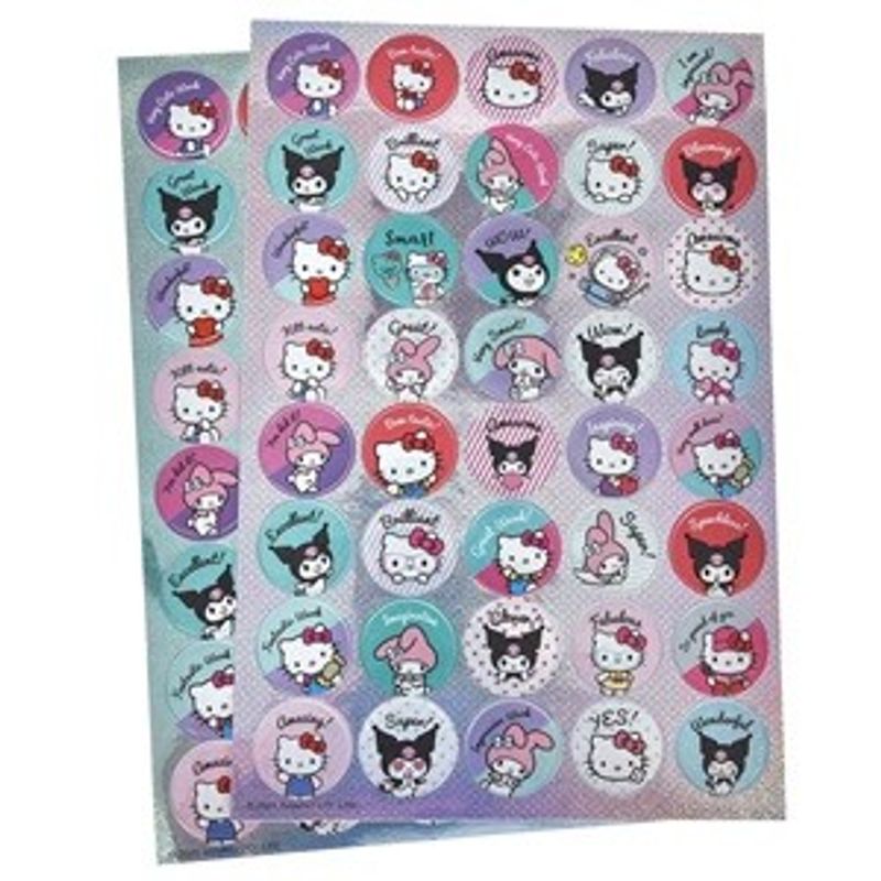 Casa si Gradina - Decoratiuni - Stickere decorative - Autocolante rotunde cu model Hello Kitty & Friends, 80 buc, multicolor - Infinity.ro