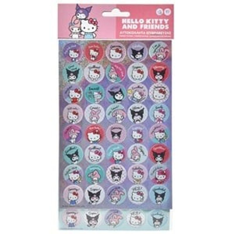 Casa si Gradina - Decoratiuni - Stickere decorative - Autocolante rotunde cu model Hello Kitty & Friends, 80 buc, multicolor - Infinity.ro