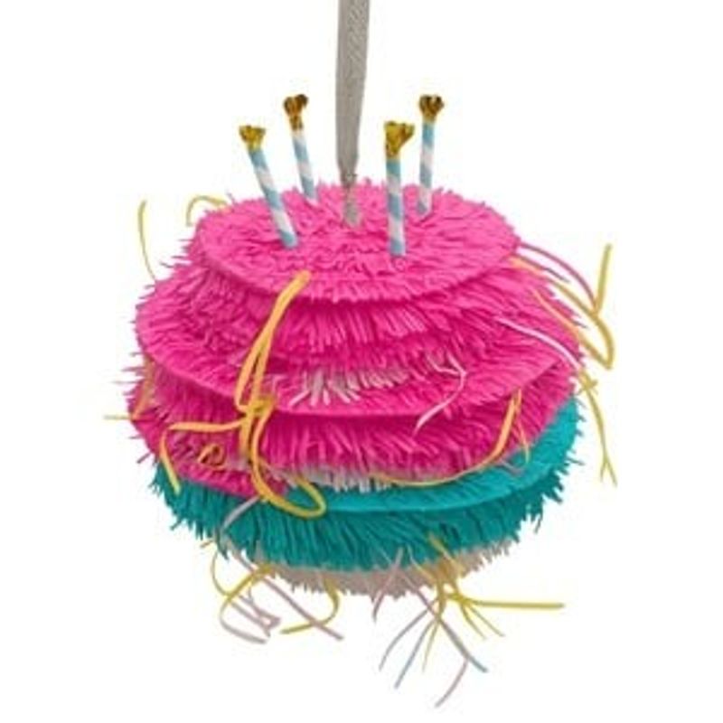 Casa si Gradina - Decoratiuni - Decoratiuni petrecere - Accesorii pentru petrecere - Pinata de Petrecere in Forma de Tort cu 4 Lumanari, Roz, 41x41x30cm - Infinity.ro