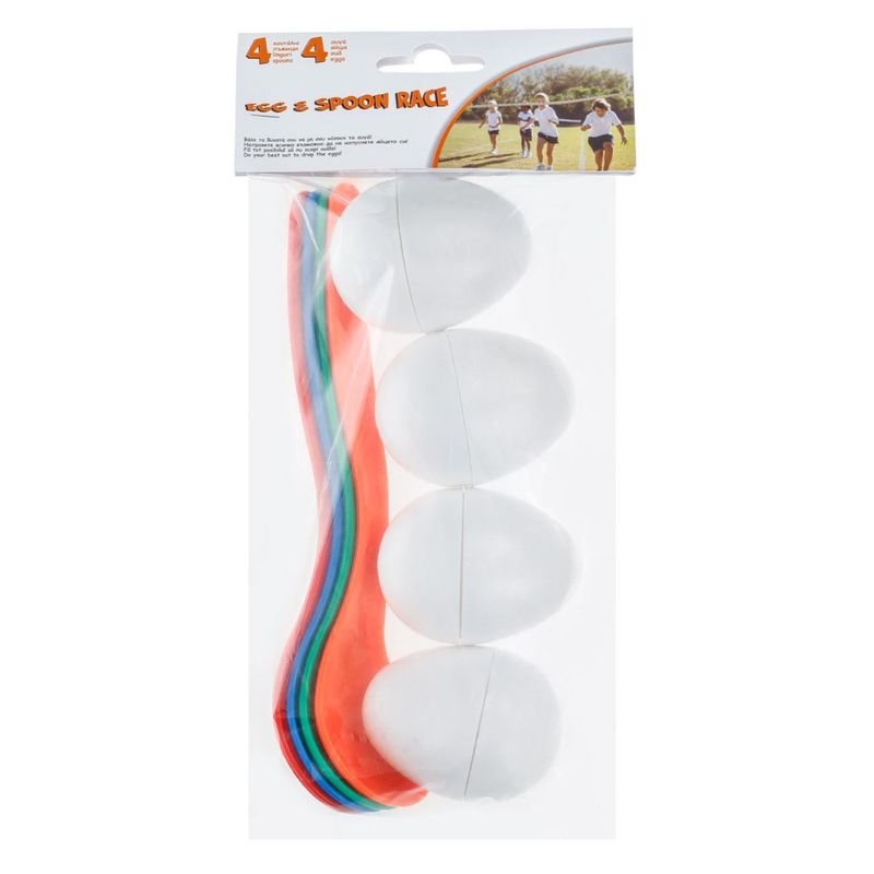 Sport si Outdoor - Echipament Sportiv - Echipamente sport copii - Accesorii imbracaminte sport copii - Joc de indemanare cu 4 linguri si 4 oua, Plastic, Multicolor - Infinity.ro
