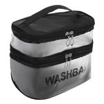 Ingrijire personala si Cosmetice - Machiaj - Portfarduri si genti cosmetice - Portfard Dublu cu Maner, Negru Transparent Mat, 21x13x16cm - Infinity.ro