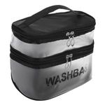 Ingrijire personala si Cosmetice - Machiaj - Portfarduri si genti cosmetice - Portfard Dublu cu Maner, Negru Transparent Mat, 21x13x16cm - Infinity.ro