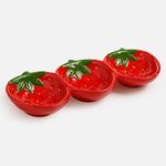 Casa si Gradina - Bucatarie si vesela - Vesela si tacamuri - Platouri de bucatarie - Platou ceramic pentru aperitive cu 3 compartimente, forma capsuni, 26x11x3,5 cm, rosu - Infinity.ro