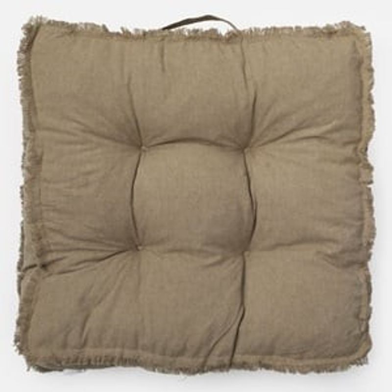 Casa si Gradina - Textile si covoare - Perne si pilote - Perne decorative - Perna de podea bej cu franjuri, 60x60 cm, umplutura cu spuma cu memorie - Infinity.ro