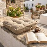 Casa si Gradina - Textile si covoare - Perne si pilote - Perne decorative - Perna de podea bej cu franjuri, 60x60 cm, umplutura cu spuma cu memorie - Infinity.ro