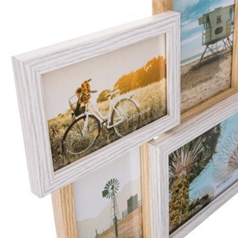 Casa si Gradina - Decoratiuni - Obiecte decorative - Accesorii decorative - Rama foto decorativa din lemn, 6 poze, 47x34x3cm, Alba - Infinity.ro