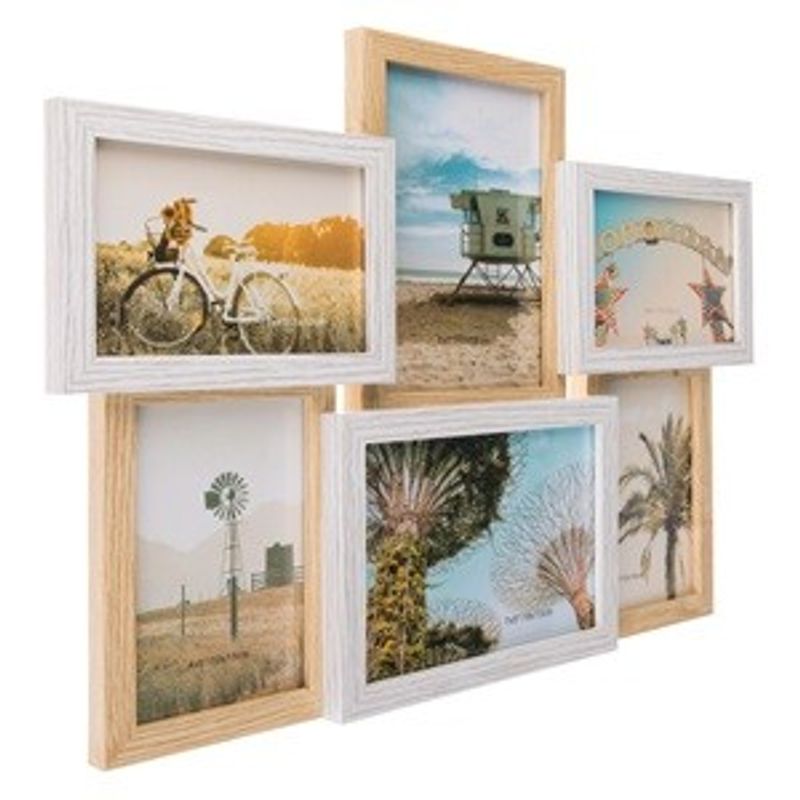Casa si Gradina - Decoratiuni - Obiecte decorative - Accesorii decorative - Rama foto decorativa din lemn, 6 poze, 47x34x3cm, Alba - Infinity.ro
